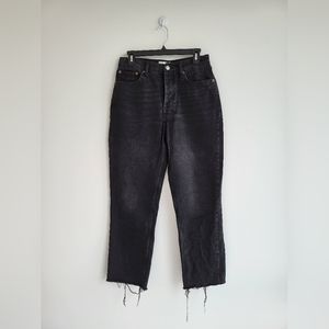 Zara Black Straight Leg Distressed Jeans size US 6